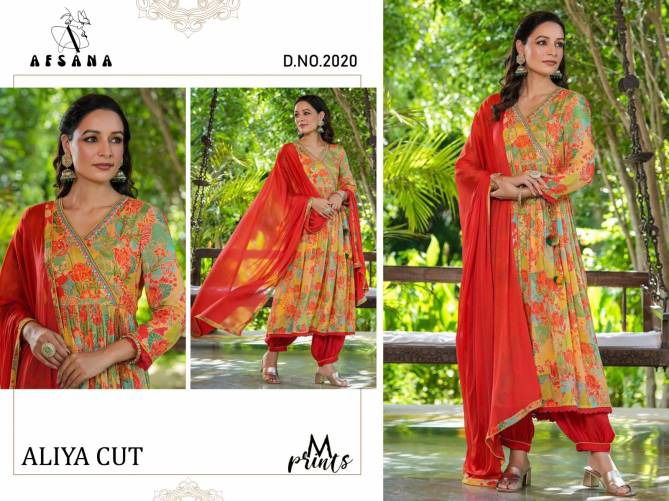Aliya By Afsana Chinon Afgani Style Kurti With Bottom Dupatta